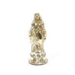 An unusual 19th Century Mercury glass cloaked figure, 22cm high