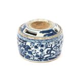 An oriental blue and white china ink stand, having foliate decoration, 15.5cm high