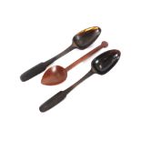 Three treen Folk art hand carved spoons