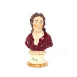 A 19th Century Staffordshire bust of "Locke", 18cm high