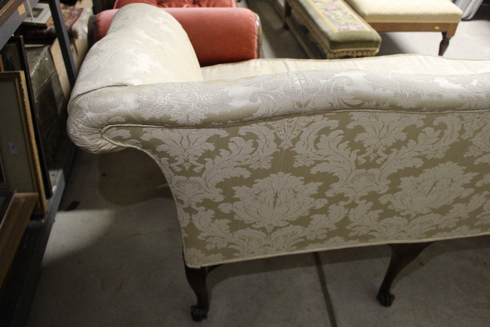 A large late 18th Century walnut framed sofa, having shaped back, upholstered in printed floral - Image 11 of 19