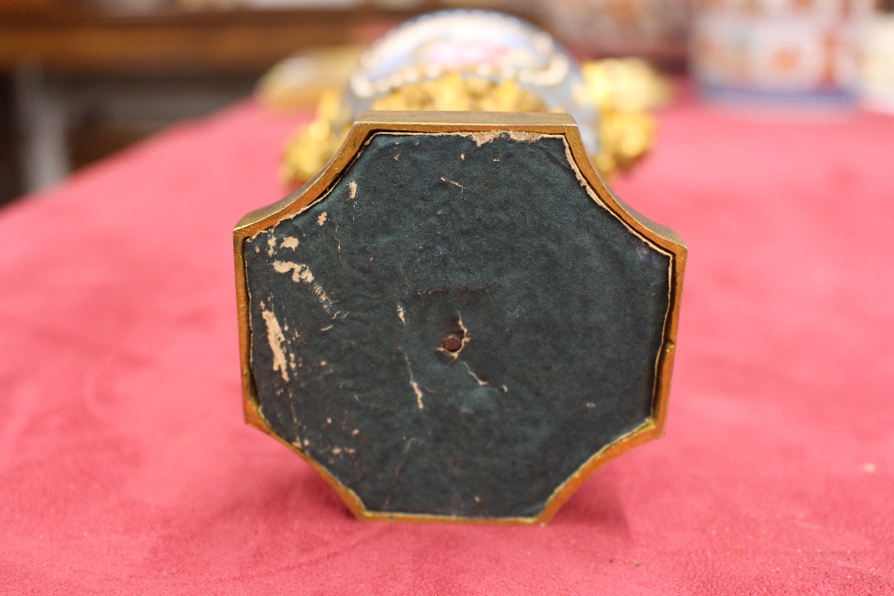 A pair of 19th Century Sevres style gilt metal mounted urns and covers, surmounted by foliate and - Image 10 of 19