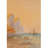 M. D. Ansell, coastline at sunset, signed watercolour, 24cm x 17cm