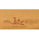 19th Century school, horse racing study, unsigned watercolour, 13cm x 24cm