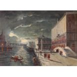 Adelio Zagni (Zeelie), 1911-1991, Venice by night, signed oil on board, 40cm x 55cm