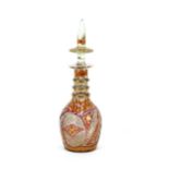 A 19th Century Persian design cut glass decanter, having bohemian hand-painted decoration and