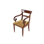 A set of 8 19th Century mahogany bar back dining chairs, with upholstered lift-out seats, raised