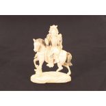 A carved ivory study of an oriental horseman, 13.5cm high
