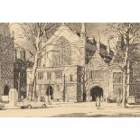 Leonard Russell Squirrell, six various etchings including Lincoln's Inn, London's canal, Liverpool