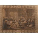 A 19th Century print, "Congres de Vienne", contained in a decorative gilt frame