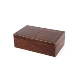 A 19th Century mahogany and boxwood strung writing box, 37cm