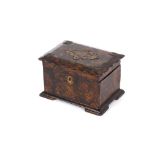 A 19th Century papier mache and mother of pearl inlaid two compartment tea caddy, 21cm; and