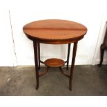 Three various small Edwardian inlaid mahogany occasional tables