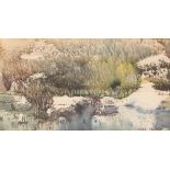 Anne Paterson Wallace, "Melting snow", watercolour; and another "Break in the clouds", (2)