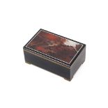 A good quality hardstone box, with specimen stone to the lid, brass fittings, circa 1920, 12cm