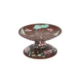 A 19th Century Chinese Y-Hsing porcelain footed dish, decorated in pink and green enamels of