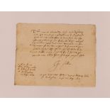 John Felton, (Killer of the Duke of Buckingham), hand written note