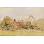 Thomas Churchyard, study of Woodbridge Abbey with sheep in the parkland, 19cm x 28.5cm