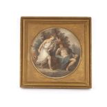 After Bartolozzi, circular coloured print depicting maiden and cherubs, contained in a gilt frame