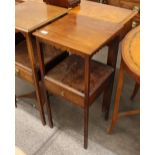 A 19th Century mahogany two tier night stand, fitted with a single drawer, raised on square