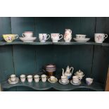 A 19th Century Newhall baluster cream jug; various other Newhall teaware; English porcelain cup