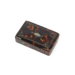 A tortoiseshell and white metal mounted oblong snuff box