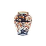 A French porcelain Imari pattern baluster jar, 24cm high