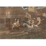 Henry Alken, a set of four coloured engravings, "The First Steeple Chase on Record"
