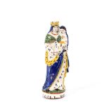 An 18th Century French faience figure, of Mary and Jesus, some losses to base, 21cm