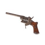 An Antique pin fire pistol, 27cm long overall