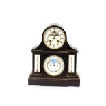 A 19th Century French black marble perpetual calendar clock, by Le Roy et Fils, Paris, 42cm high