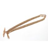 A heavy 9 carat gold Albert chain, with T bar, approx. 40gms