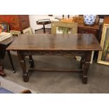 A good quality early 20th Century oak refectory table, raised on square section chamfered supports