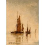 Phillip F. Walker, "Thames steam tug", signed oil on canvas, 27.5cm x 20cm