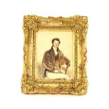 English school 19th Century, portraits of two seated gentleman, unsigned watercolours, a pair,
