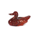A small carved oriental hardstone figure of a duck, 7cm
