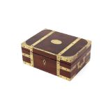 A 19th Century mahogany and brass mounted Bursar's box, 28.5cm