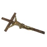 An Antique carved crucifix, AF, 91cm x 45cm in extremes