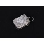 A small Victorian silver vinaigrette, maker Francis Clark, suspension loop to side, 2.5cm long,