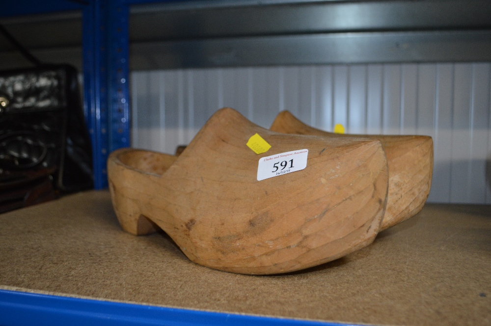 A pair of wooden clogs