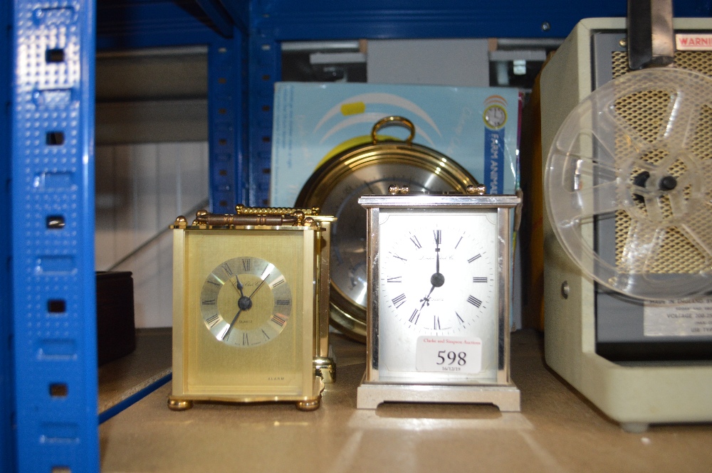 Three mantle clocks and a barometer