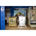 Three mantle clocks and a barometer