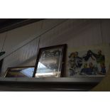 Two prints and a mirror relating to Ipswich Town F
