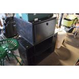 A black TV stand and storage unit