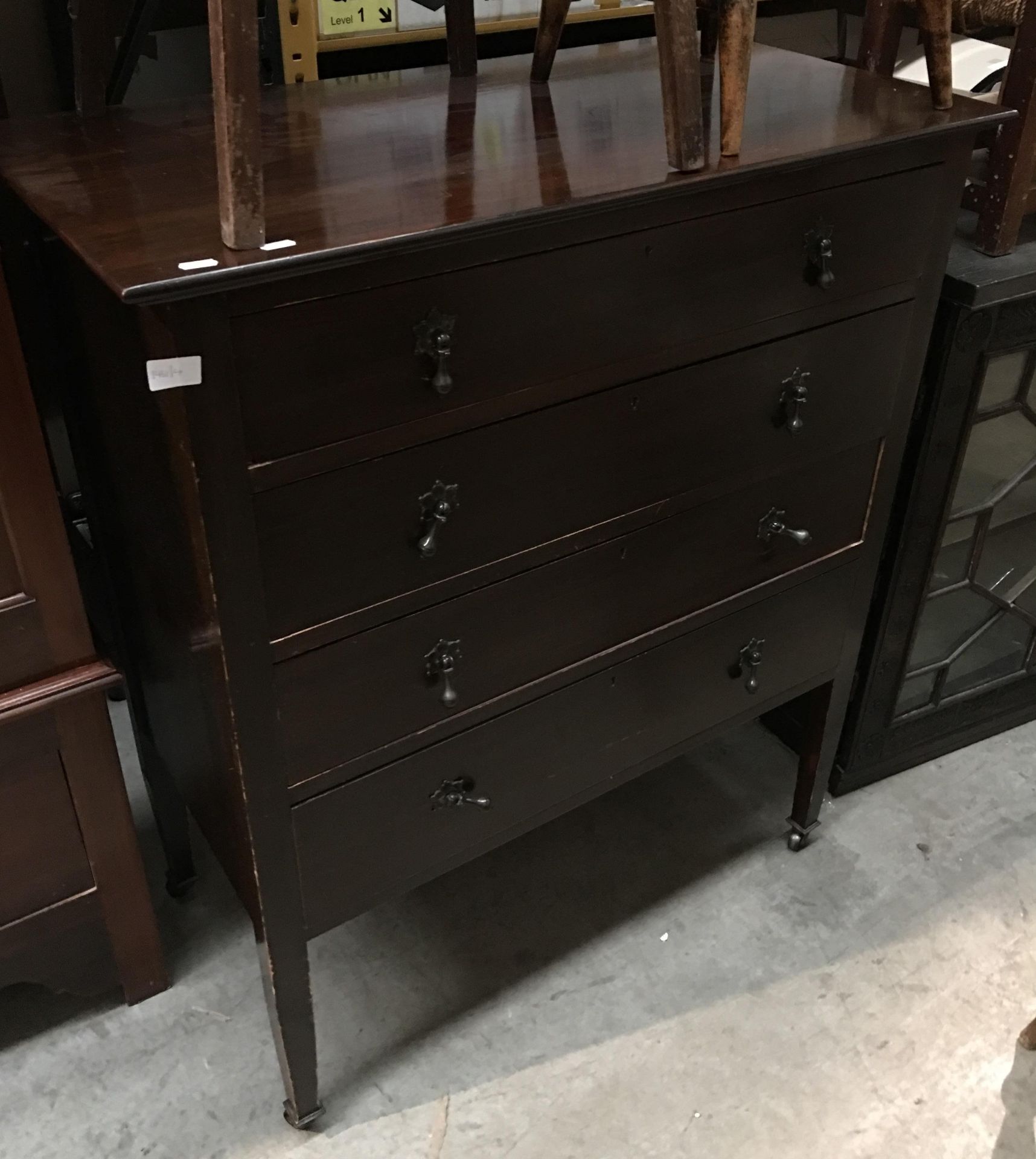 A mahogany four piece bedroom suite comprising wardrobe with centre mirror door and underdrawer, - Image 3 of 3