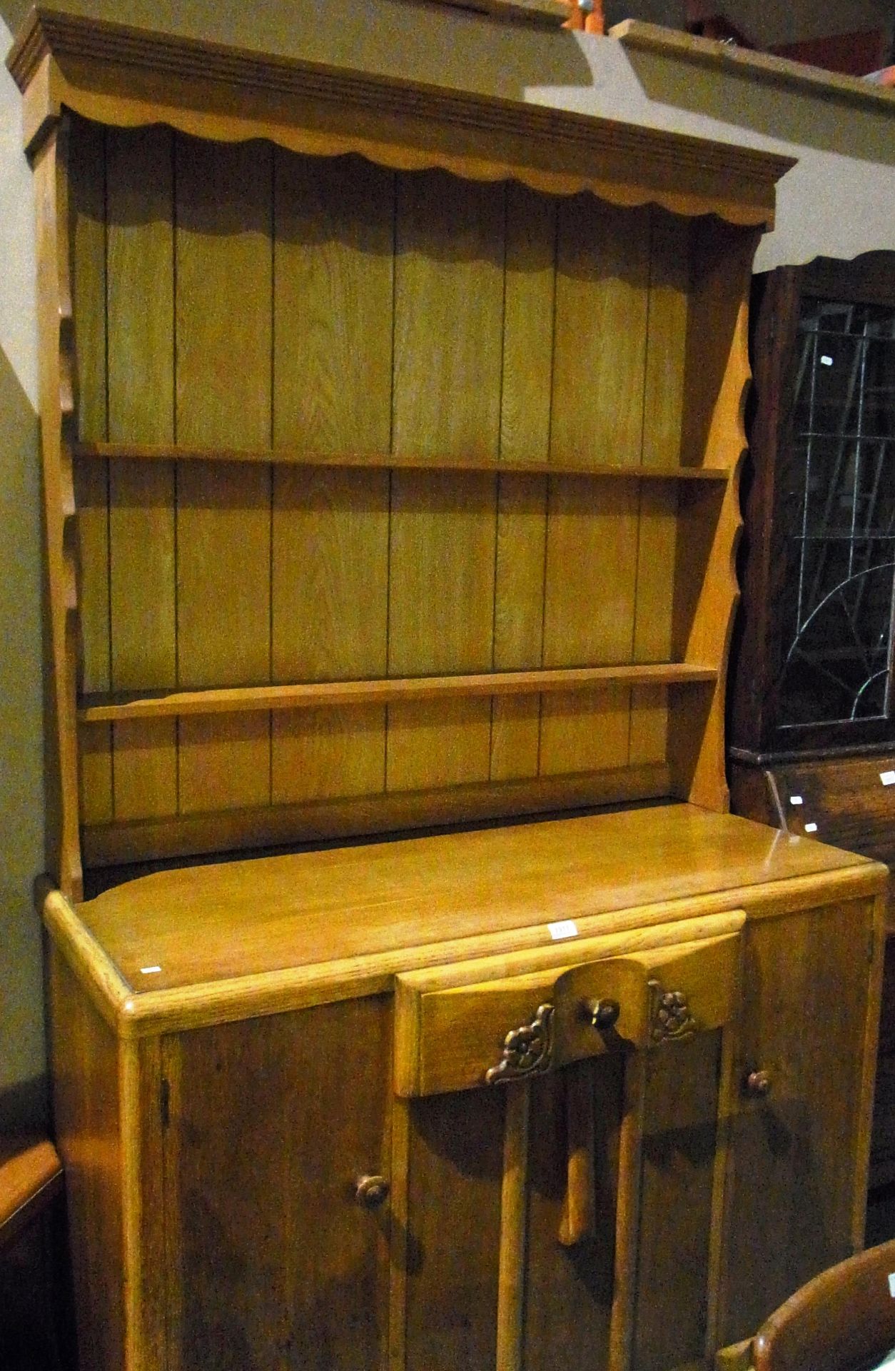 Medium oak sideboard dresser on tan feet 48"
