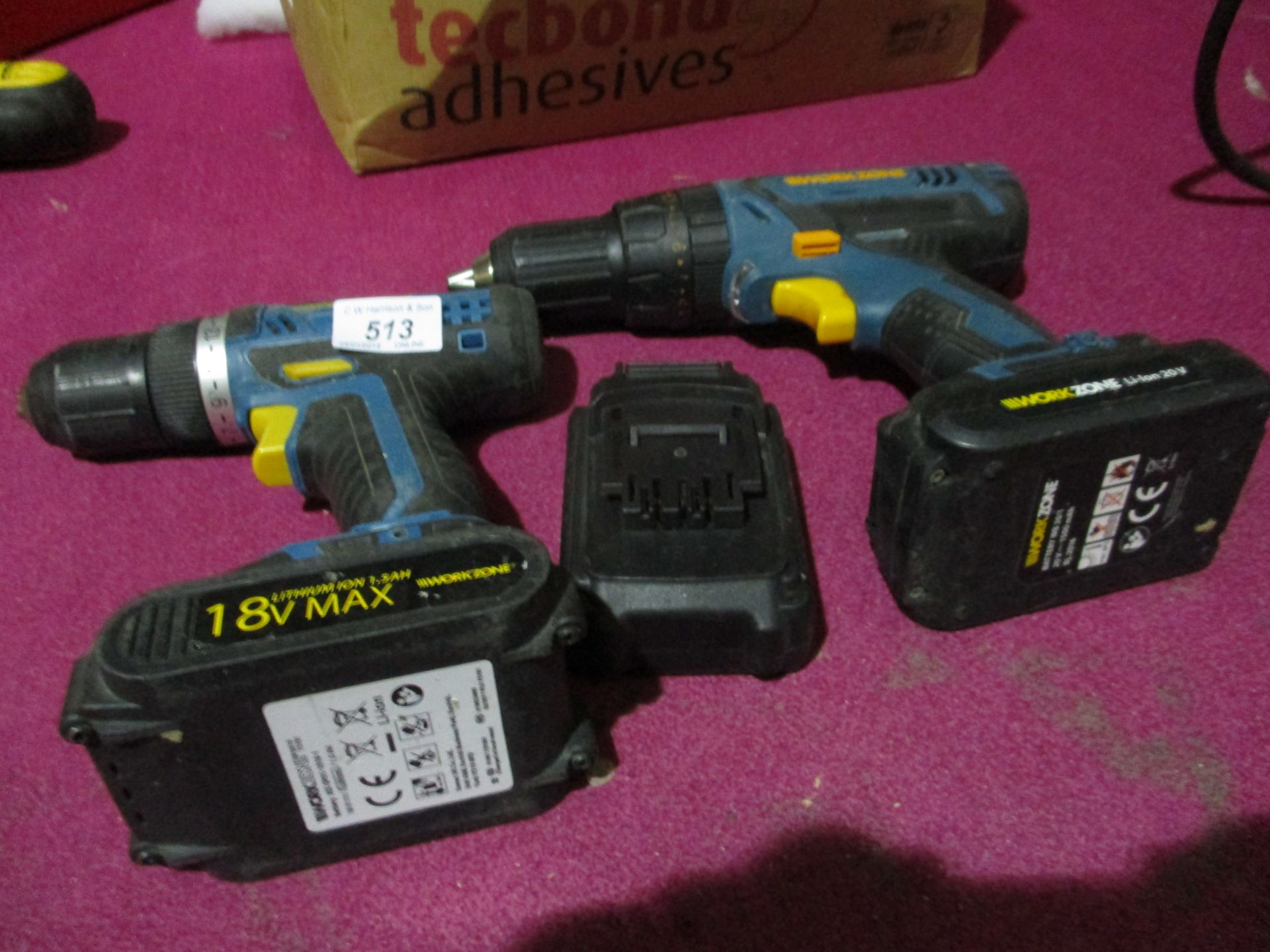 2 x Work Zone cordless hammer drills com