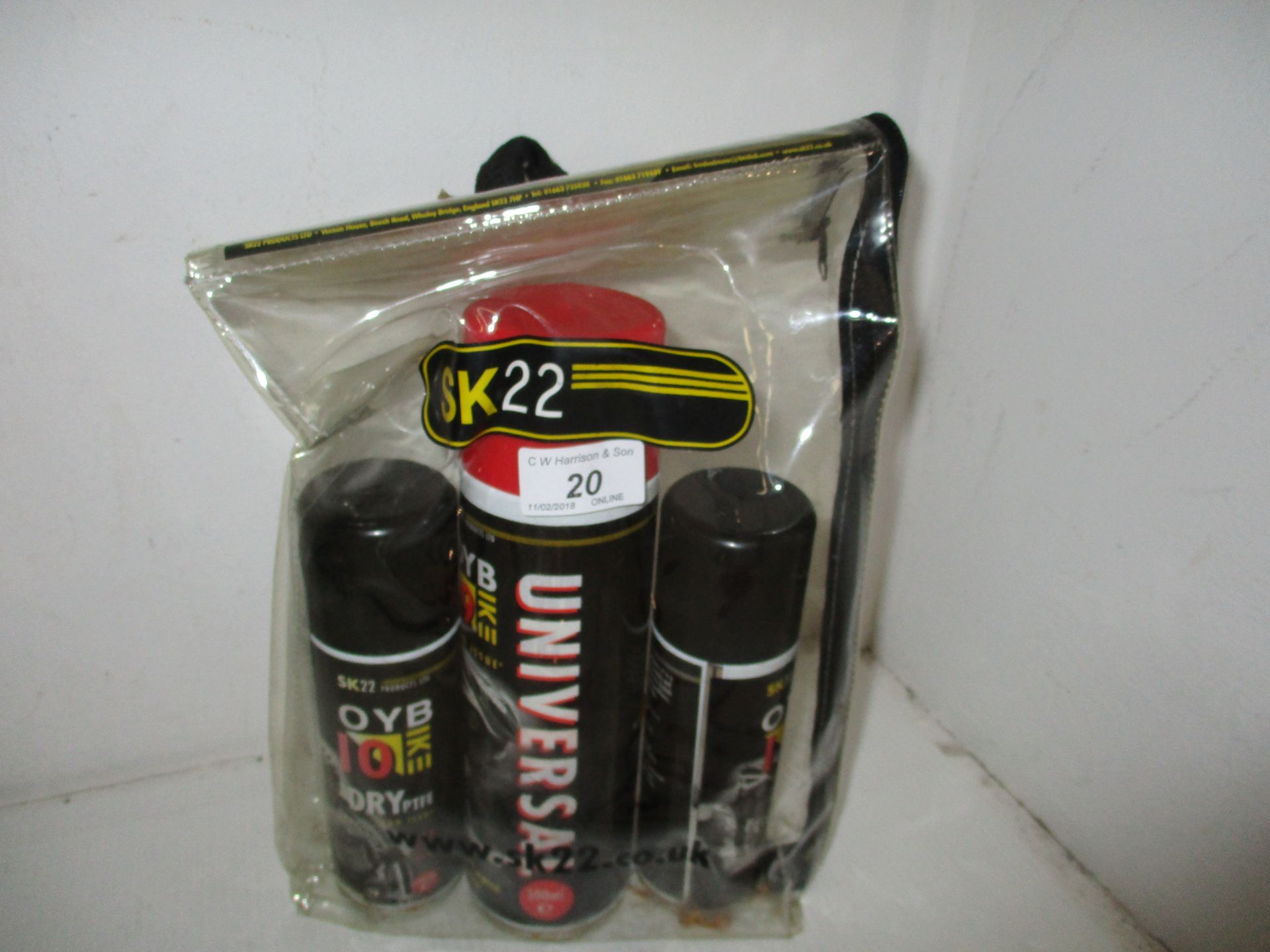 An OYB bike kit comprising 500ml tin of multi-purpose lubricant 200ml tin of dry PTFE,