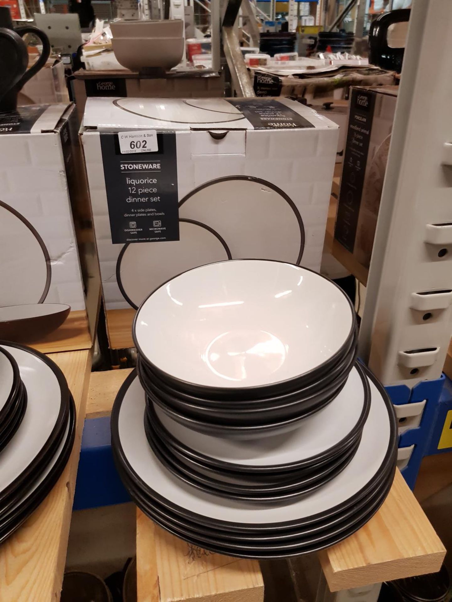 12 Piece Stoneware Liquorice Dinner Set