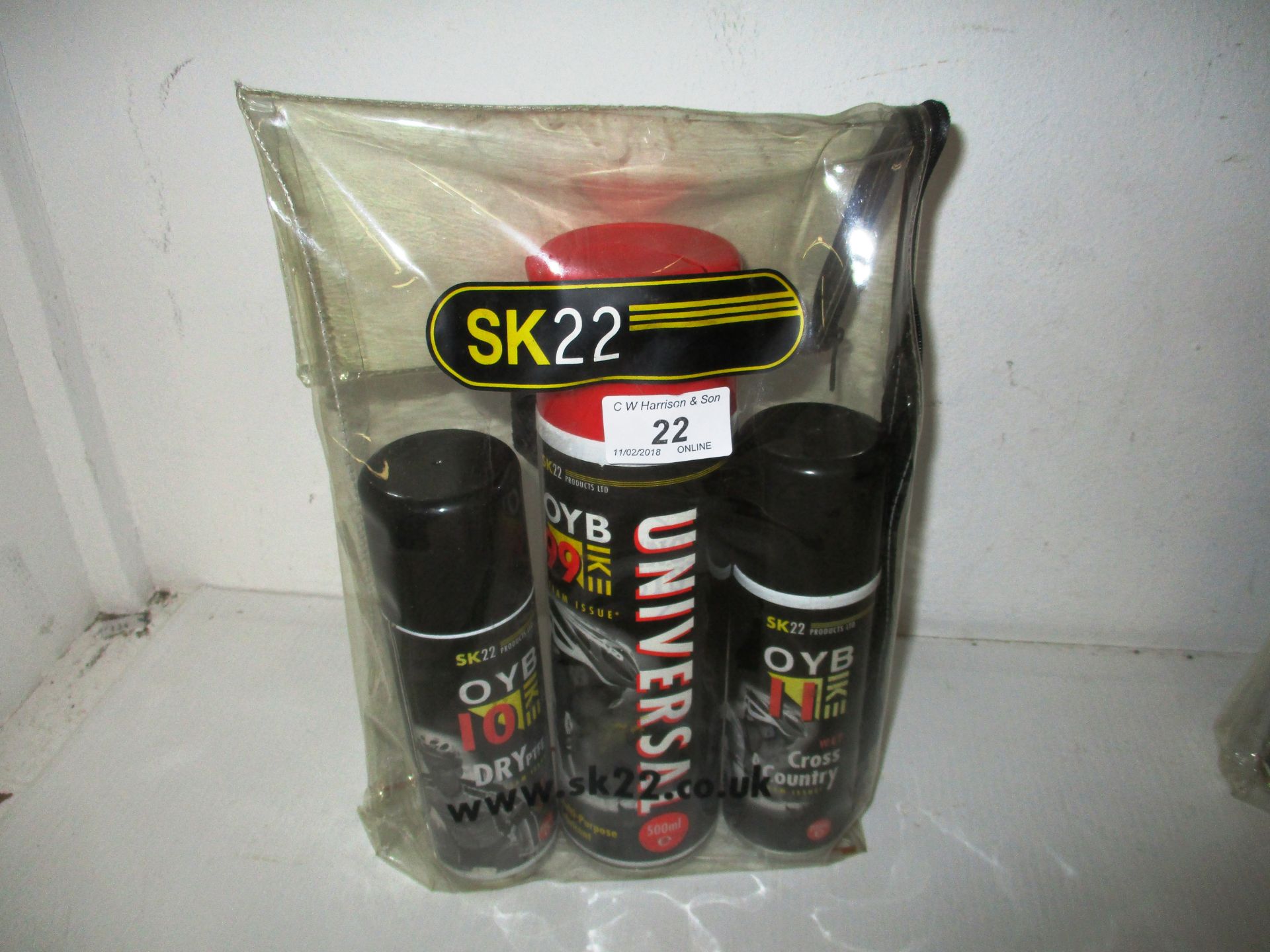 An OYB bike kit comprising 500ml tin of multi-purpose lubricant 200ml tin of dry PTFE,